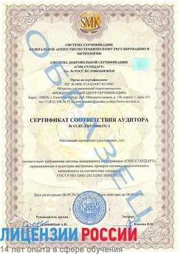 Образец сертификата соответствия аудитора №ST.RU.EXP.00006191-1 Муром Сертификат ISO 50001